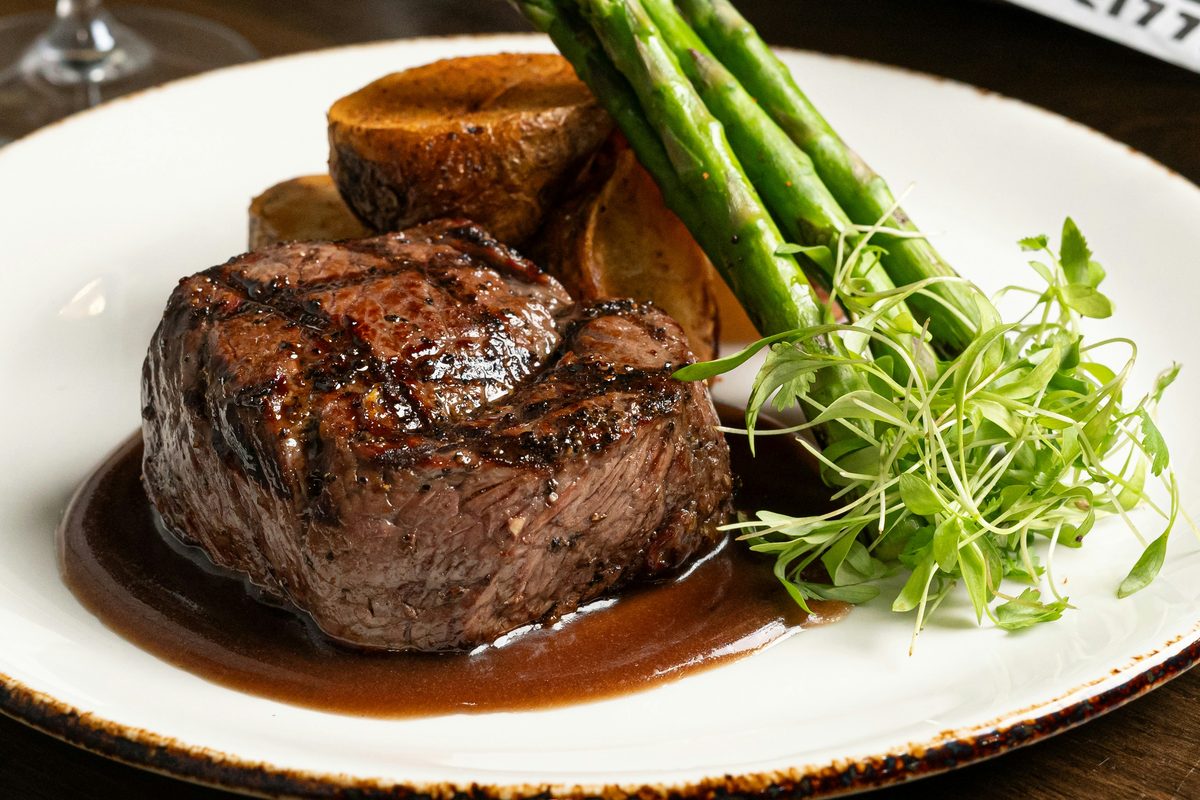 Sirloin & a glass of red at Fig & Flame